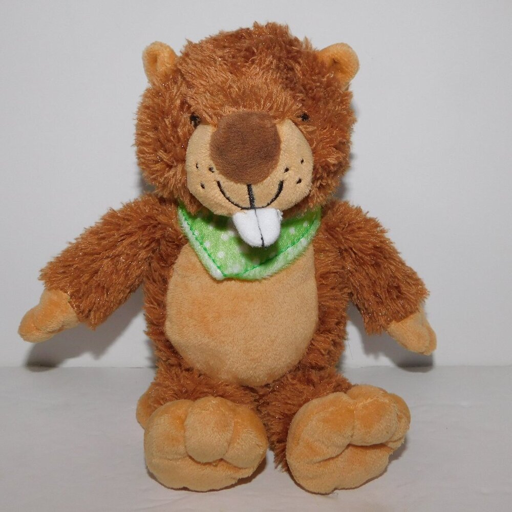 Kinder Surprise Basket Plush 9" Brown Beaver Green Bandana stuffed Toy